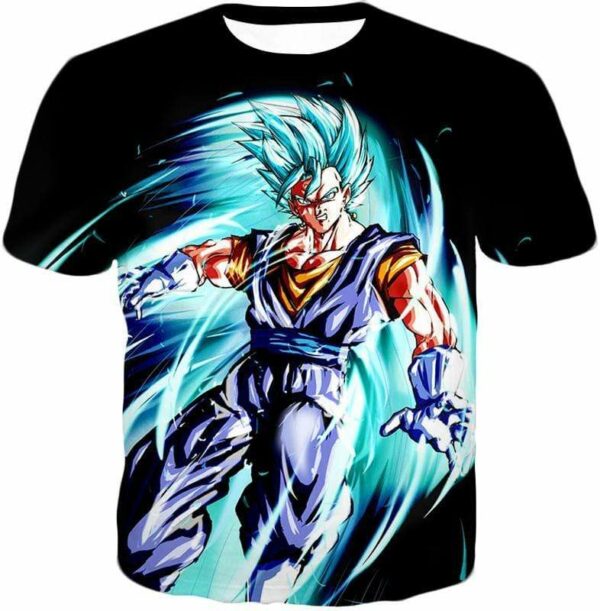 Dragon Ball Super Warrior Vegito Super Saiyan Blue Godly Mode Cool Black Zip Up Hoodie - T-Shirt