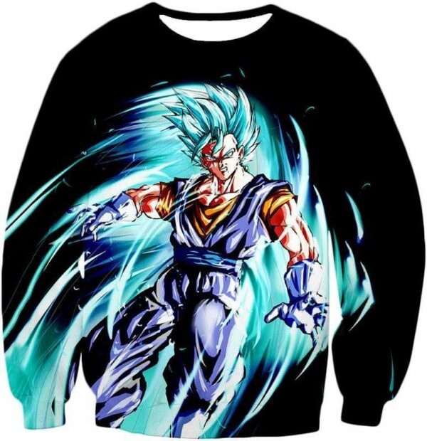 Dragon Ball Super Warrior Vegito Super Saiyan Blue Godly Mode Cool Black Hoodie - Sweatshirt