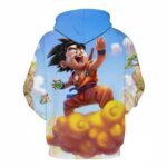 Dragon Ball Z Hoodie - 3D Kid Goku Surfing On Nimbus Pullover Hoodie