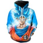 Dragon Ball Z Hoodie - A Super Saiyan Blue Goku Wearing Gi With Go Symbol Pullover Hoodie