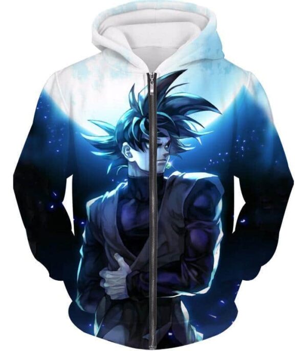 Dragon Ball Z Hoodie - Black Goku Moon Night Hoodie - Zip Up Hoodie