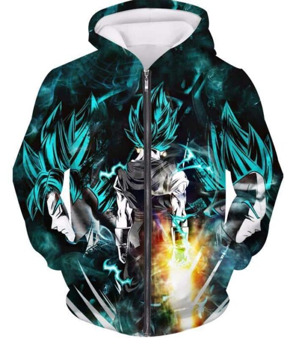 Dragon Ball Z Hoodie - Emerald Black Goku And Vegata Hoodie - Zip Up Hoodie