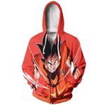 Dragon Ball Z Hoodie - Goku Power Up Red  Zip Up Hoodie Jacket - Zip Up Hoodie