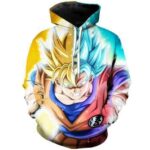 Dragon Ball Z Hoodie - Goku Super Saiyan And Super Saiyan Blue Pullover Hoodie