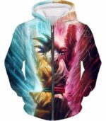 Dragon Ball Z Hoodie - Half Black Goku Half Goku Spirit Bomb Hoodie - Zip Up Hoodie