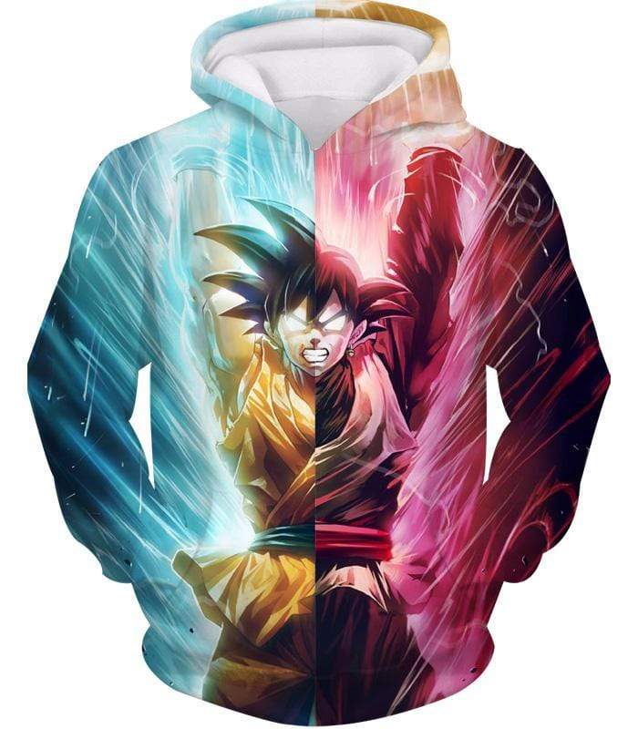 Dragon Ball Z Hoodie - Half Black Goku Half Goku Spirit Bomb Hoodie