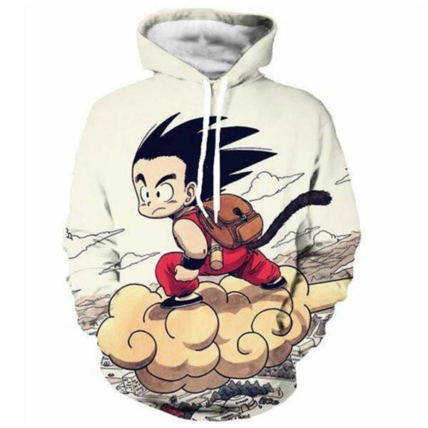 Dragon Ball Z Hoodie - Kid Goku On Nimbus Manga Hoodie