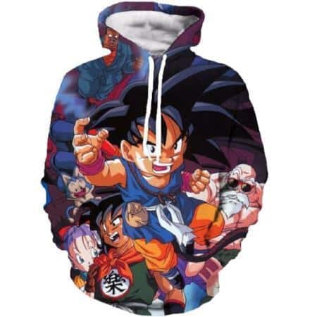 Dragon Ball Z Hoodie - Kid Goku, Yamcha, Bulma, Master Roshi Pullover Hoodie