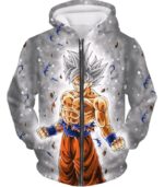 Dragon Ball Z Hoodie - Silver Mastered Ultra Instinct Goku Hoodie - Zip Up Hoodie