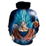 Dragon Ball Z Hoodie - Super Saiyan Blue Goku Surrounded By Dragon Balls Pullover Hoodie