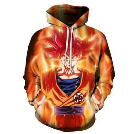 Dragon Ball Z Hoodie - Super Saiyan God Goku In Aura Pullover Hoodie