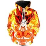 Dragon Ball Z Hoodie - Super Saiyan God Goku In Flames Pullover Hoodie