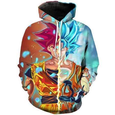 Dragon Ball Z Pullover Hoodie - Goku Super Saiyan God And Super Saiyan Blue Pullover Hoodie