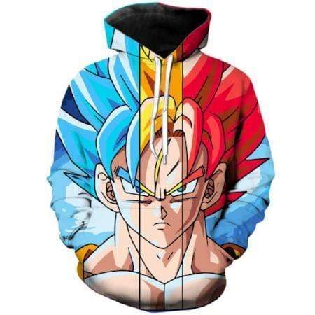 Dragon Ball Z Pullover Hoodie - Goku Super Saiyan Transformations Pullover Hoodie