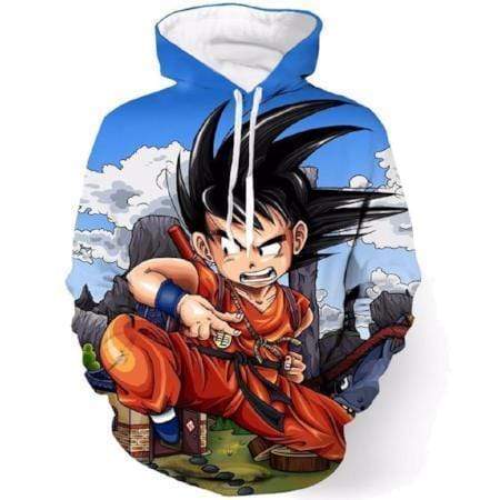 Dragon Ball Z Pullover Hoodie - Kicking Kid Goku Pullover Hoodie