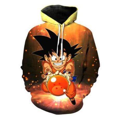 Dragon Ball Z Pullover Hoodie - Kid Goku Grabbing A Four-Star Dragon Ball Pullover Hoodie