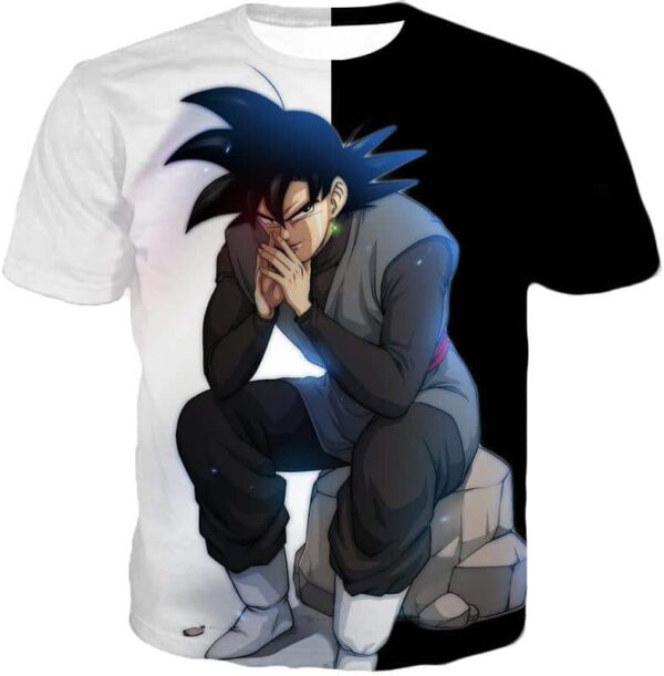 Dragon Ball Z Zip Up Hoodie - Black Goku Sitting Posture Hoodie - T-Shirt