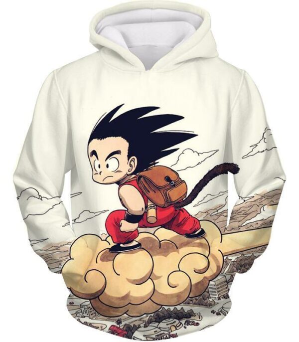 Dragon Ball Z Zip Up Hoodie - Kid Goku Riding Flying Nimbus Hoodie - Hoodie