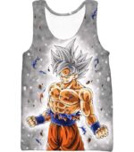 Dragon Ball Z Zip Up Hoodie - Silver Mastered Ultra Instinct Goku Hoodie - Tank Top