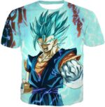 Dragon Ball Z Zip Up Hoodie - Super Saiyan Blue Vegito Power Hoodie - T-Shirt