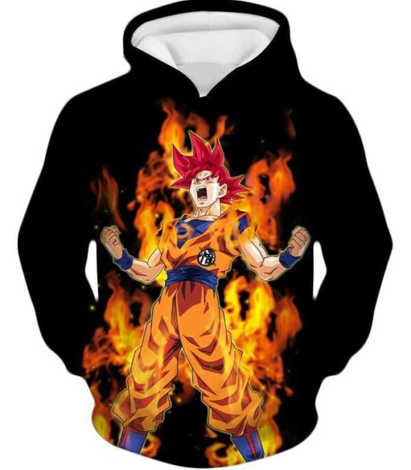 Dragon Ball Z Zip Up Hoodie - Super Saiyan God Red Goku Hoodie - Hoodie