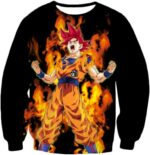 Dragon Ball Z Zip Up Hoodie - Super Saiyan God Red Goku Hoodie - Sweatshirt