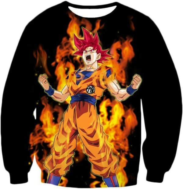 Dragon Ball Z Zip Up Hoodie - Super Saiyan God Red Goku Hoodie - Sweatshirt