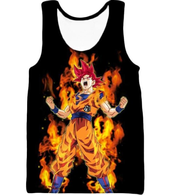 Dragon Ball Z Zip Up Hoodie - Super Saiyan God Red Goku Hoodie - Tank Top