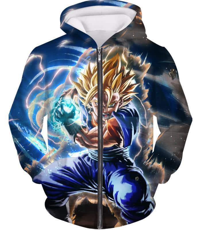 Dragon Ball Z Zip Up Hoodie - Super Vegito Final Kamehameha Hoodie - Zip Up Hoodie