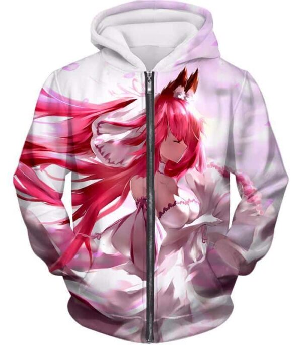 Fate Stay Night Beautiful Red Haired Fate Series Female White Hoodie - Zip Up Hoodie