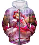 Fate Stay Night Beautiful Saber Fate Extra Cool Printed Hoodie - Zip Up Hoodie