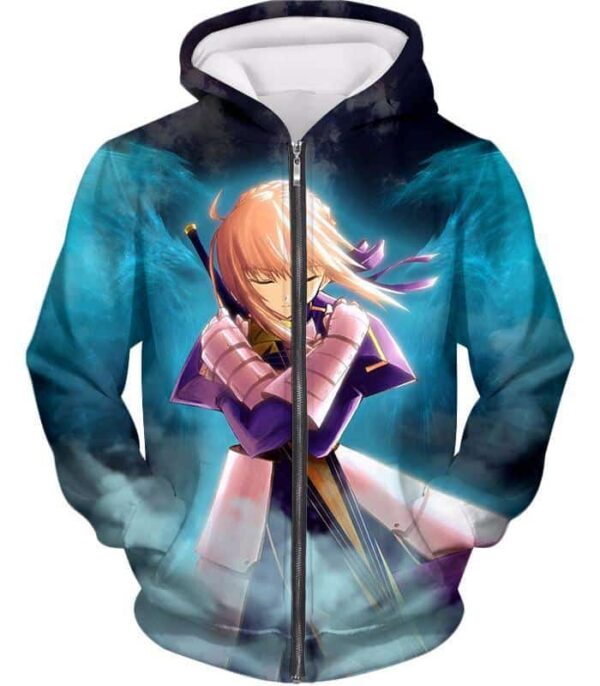 Fate Stay Night Cool King Arthur Saber Class Altria Hoodie - Zip Up Hoodie