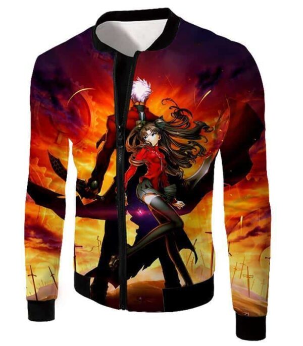 Fate Stay Night Cool Rin Tohsaka And Archer Action Hoodie - Jacket