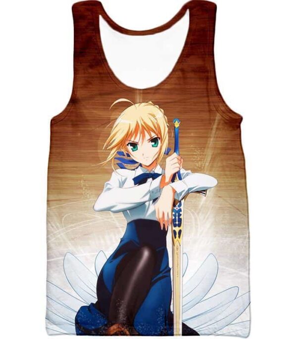 Fate Stay Night Cute Saber Altria Pendragon Action Pose Hoodie - Tank Top