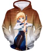 Fate Stay Night Cute Saber Altria Pendragon Action Pose Zip Up Hoodie - Hoodie