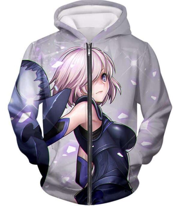 Fate Stay Night Cute Shielder Mash Kyrielight White Action Hoodie - Zip Up Hoodie