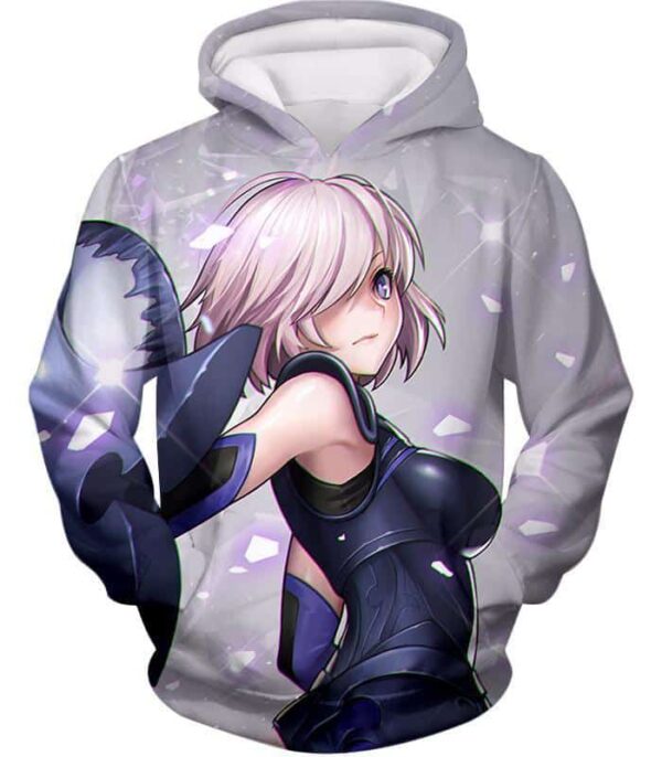 Fate Stay Night Cute Shielder Mash Kyrielight White Action Zip Up Hoodie - Hoodie