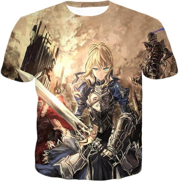 Fate Stay Night Fate Saber Altria Pendragon Battlefield Action Hoodie - T-Shirt