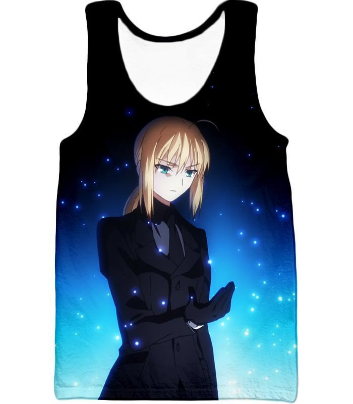 Fate Stay Night Fate Stay Night Saber Suit Altria Pendragon Zip Up Hoodie - Tank Top