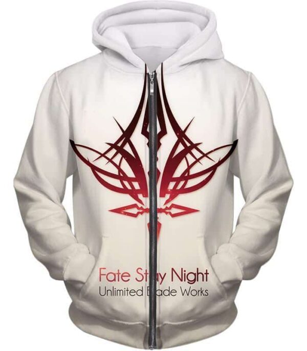 Fate Stay Night Fate Unlimited Blade Works White Promo Hoodie - Zip Up Hoodie