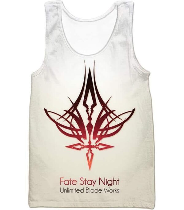 Fate Stay Night Fate Unlimited Blade Works White Promo Zip Up Hoodie - Tank Top