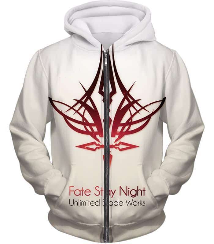 Fate Stay Night Fate Unlimited Blade Works White Promo Zip Up Hoodie - Zip Up Hoodie