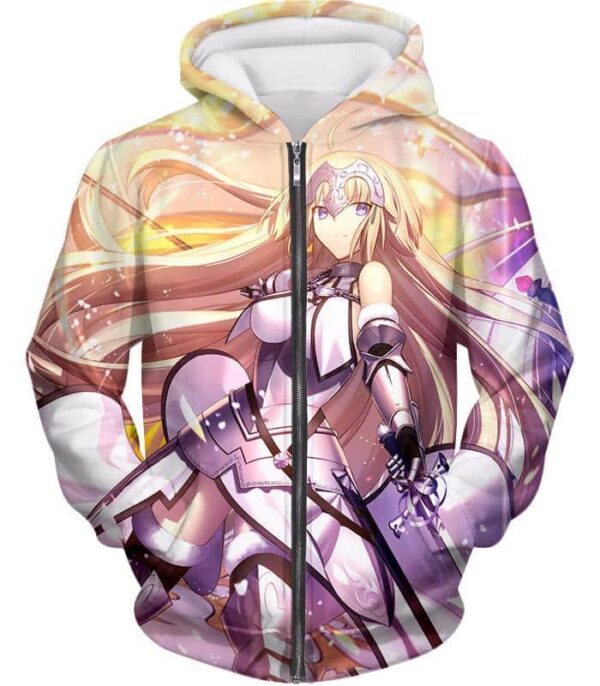 Fate Stay Night Legendary Jeanne DArc Bold Action Zip Up Hoodie - Zip Up Hoodie