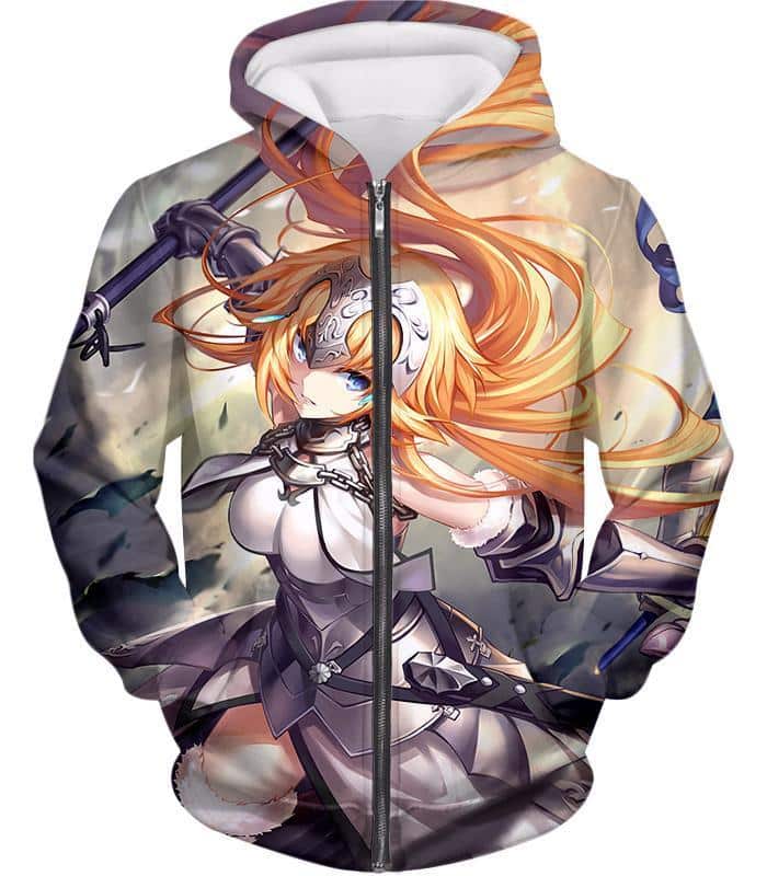 Fate Stay Night Powerful Ruler Class Fighter Jeanne DArc Zip Up Hoodie
