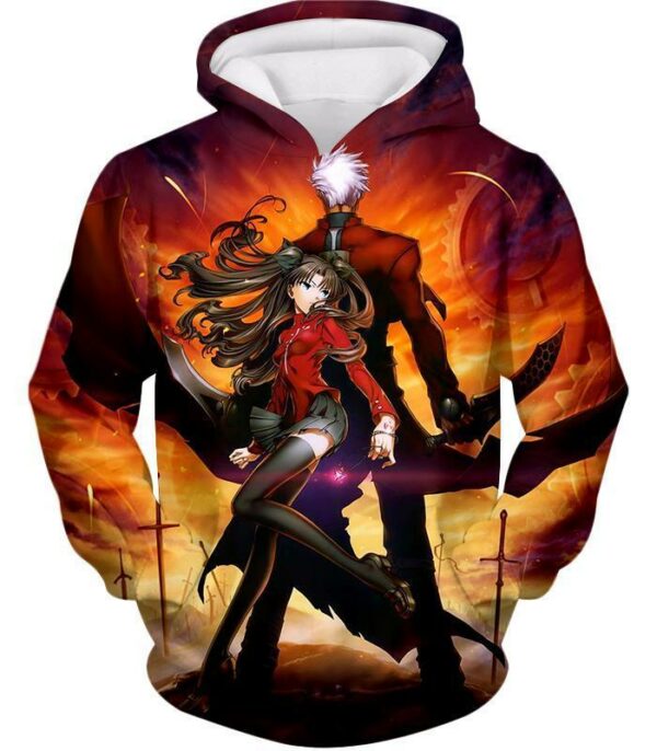 Fate Stay Night Rin And Archer Shirou Cool Action Zip Up Hoodie - Hoodie