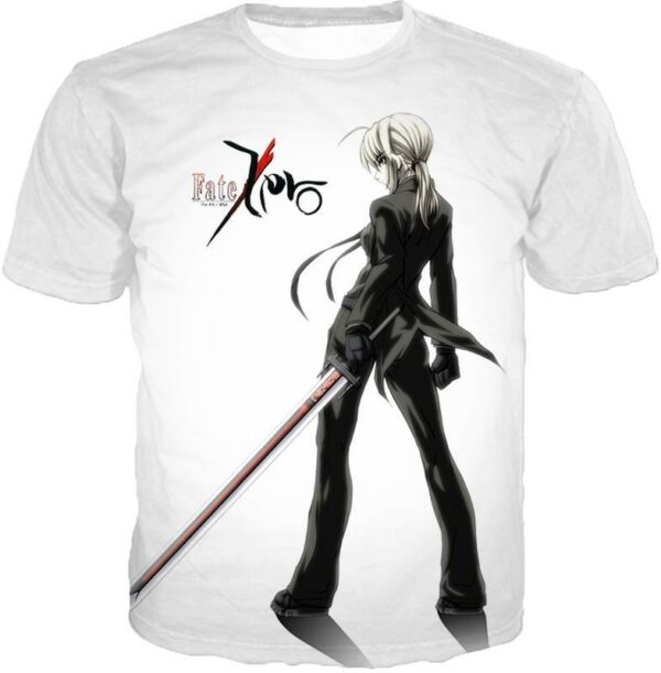 Fate Stay Night Saber Tuxedo Fate Zero Promo White Hoodie - T-Shirt