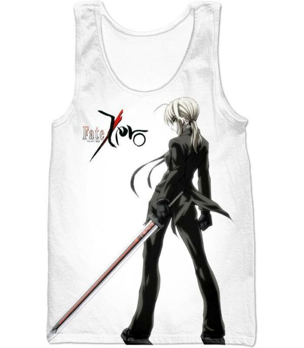 Fate Stay Night Saber Tuxedo Fate Zero Promo White Hoodie - Tank Top