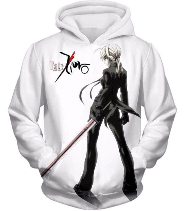 Fate Stay Night Saber Tuxedo Fate Zero Promo White Zip Up Hoodie - Hoodie