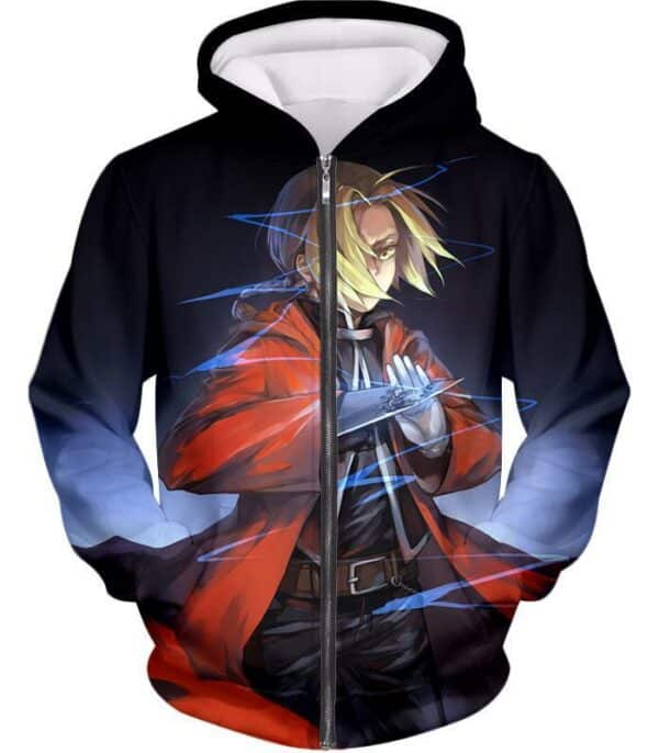 Full Metal Alchemist Hoodie - Fullmetal Alchemist Edward Elrich Best State Black Hoodie - Zip Up Hoodie