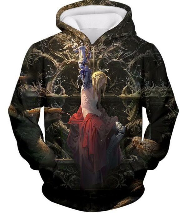 Full Metal Alchemist Zip Up Hoodie - Fullmetal Alchemist Ultimate Fullmetal Alchemist Edward Elrich Art Graphic Zip Up Hoodie - Hoodie